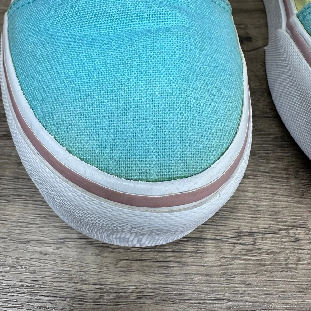Vans~Girl's~Ward Low Colorblock Teal/Yellow/Pink Canvas Sneakers~Size 4